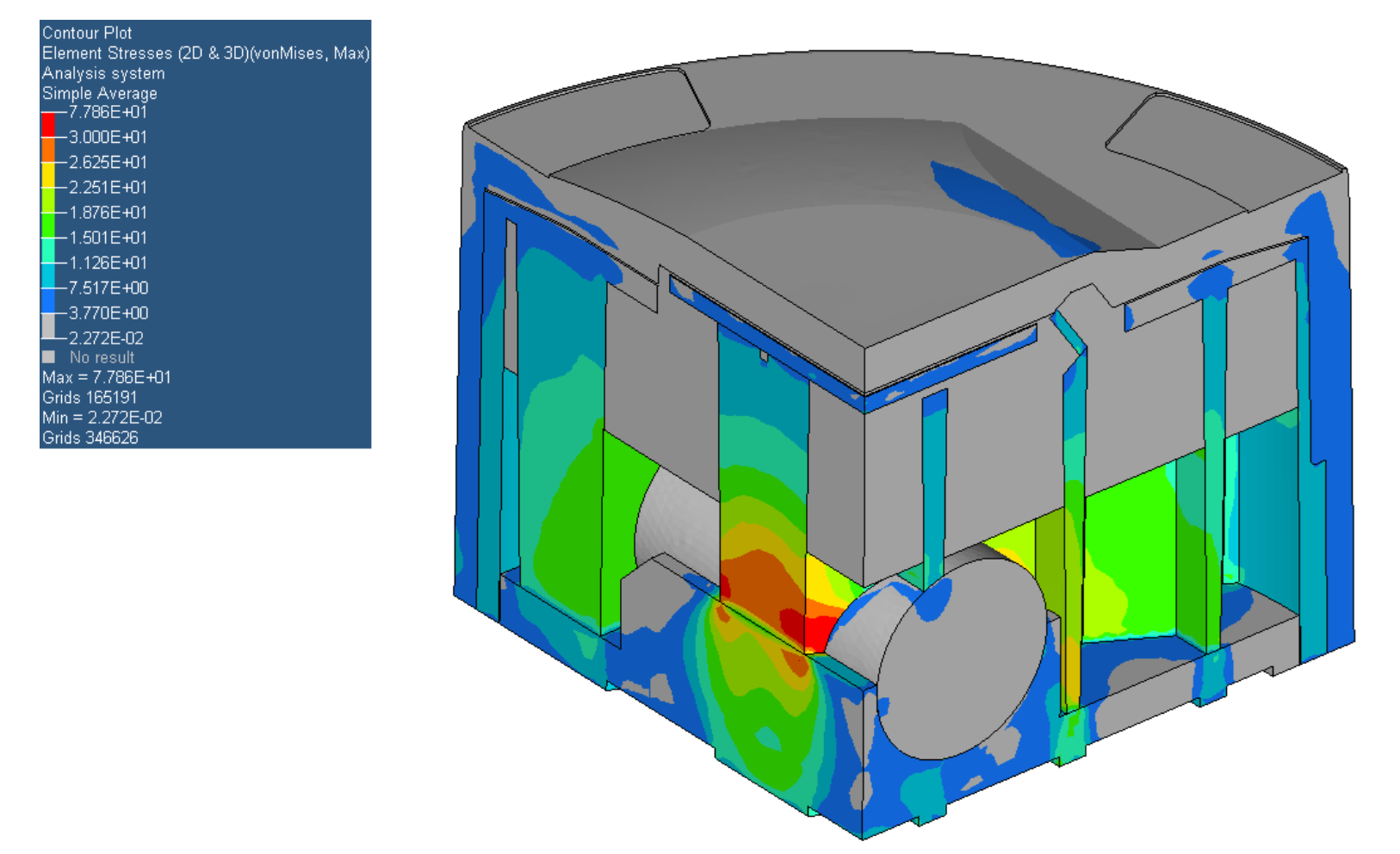 HMH stress map from FEM analysis of an LED road marker enclosure