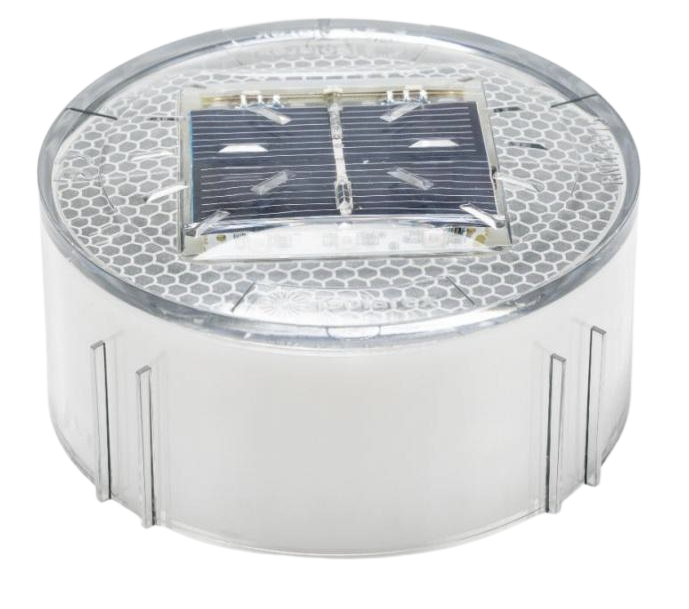 Solar-powered LED road marker with a photovoltaic panel