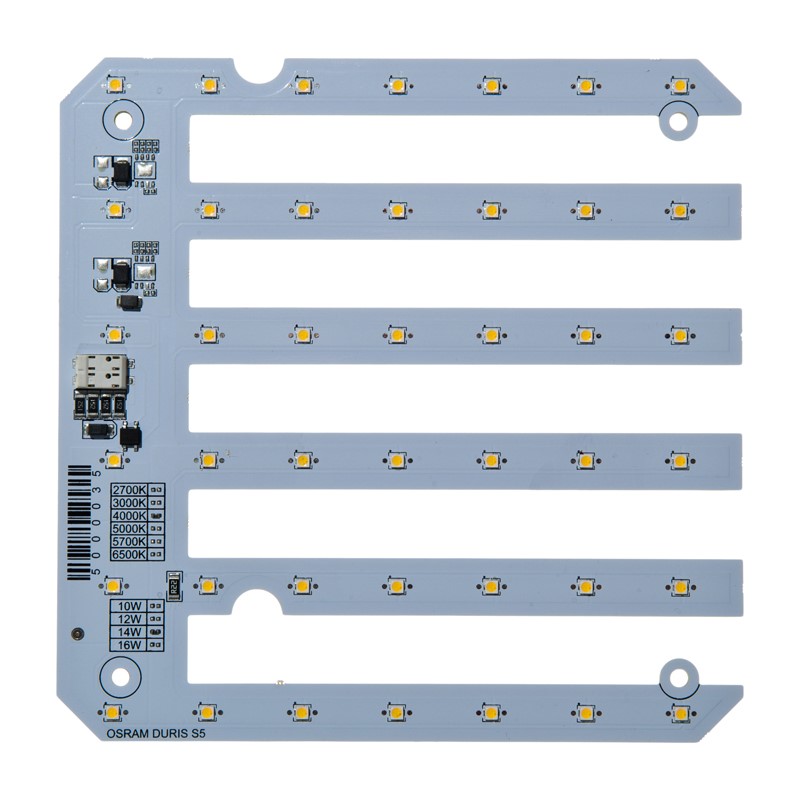 Comb-shaped linear LED module PCB with integrated electronics